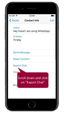 WhatsApp iPhone export chat